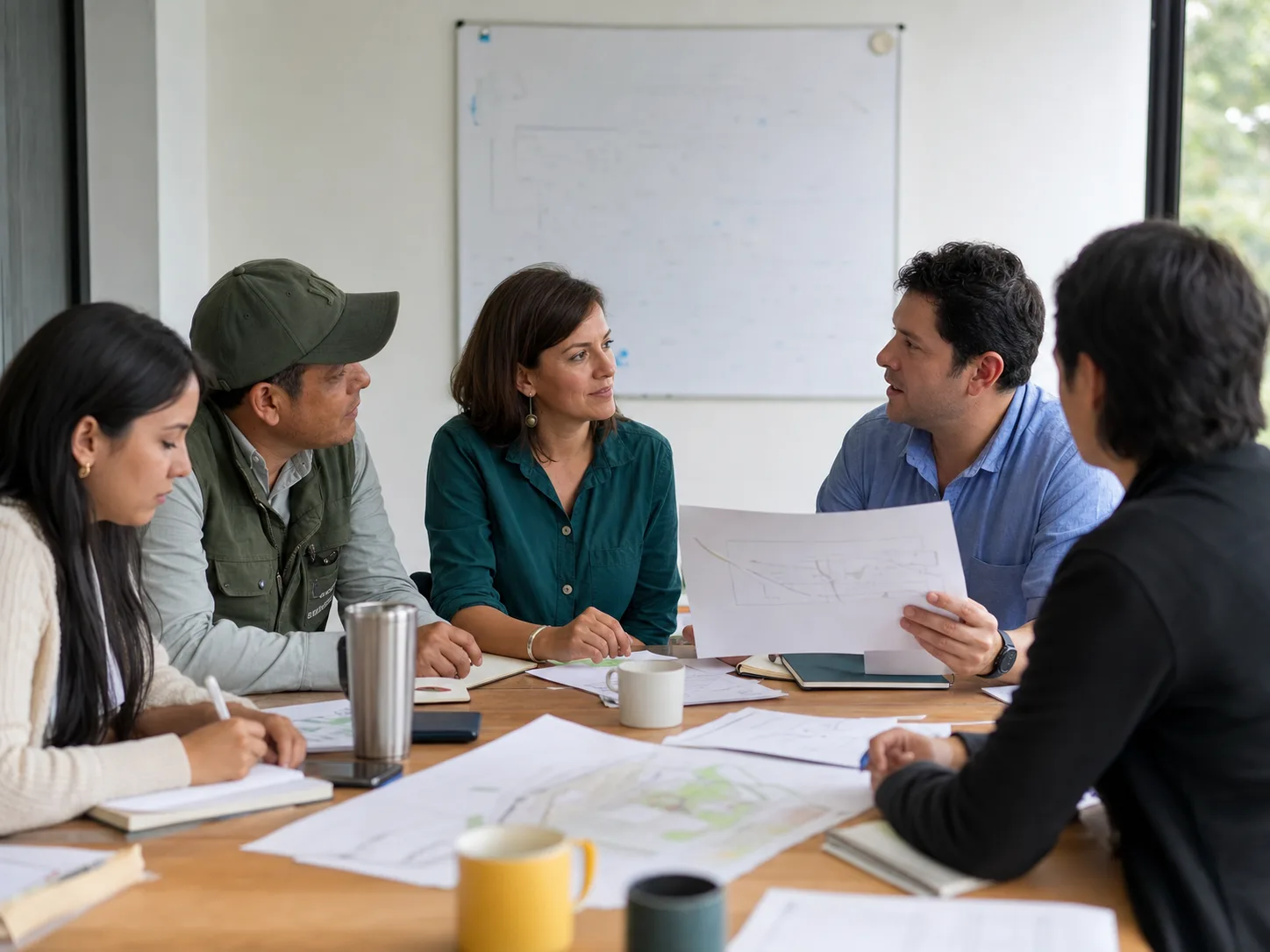 Mesa de trabajo con representantes comunitarios e institucionales